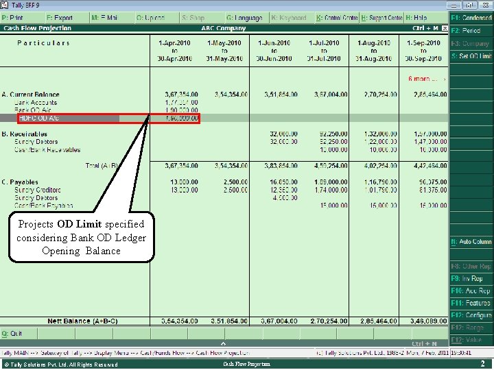 Press Alt+F 1 Press Alt+S to for set a. OD Detailed Limit View Based