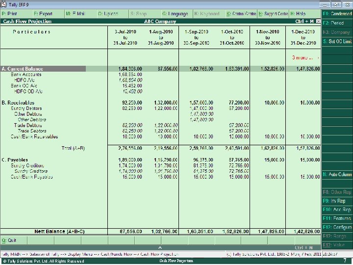 Cash Flow Projection • Configuring Cash Flow Projection • F 12: Configure Enable this