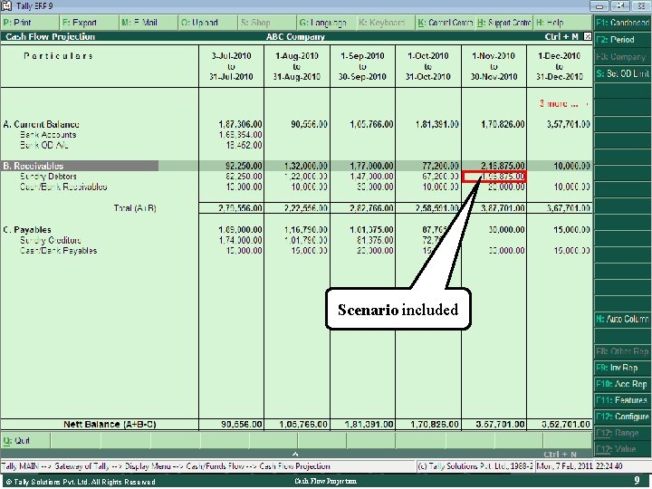 Cash Flow Projection • Configuring Cash Flow Projection • F 12: Configure Set this