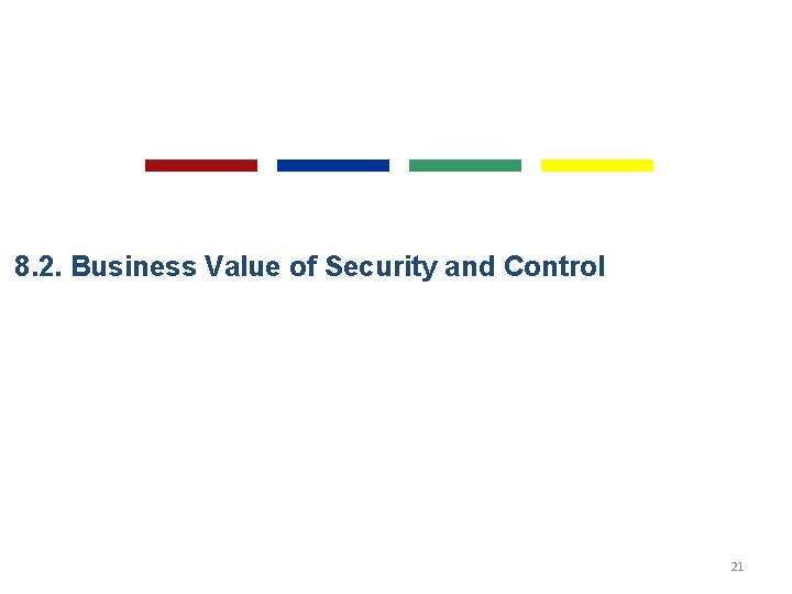 8. 2. Business Value of Security and Control 21 
