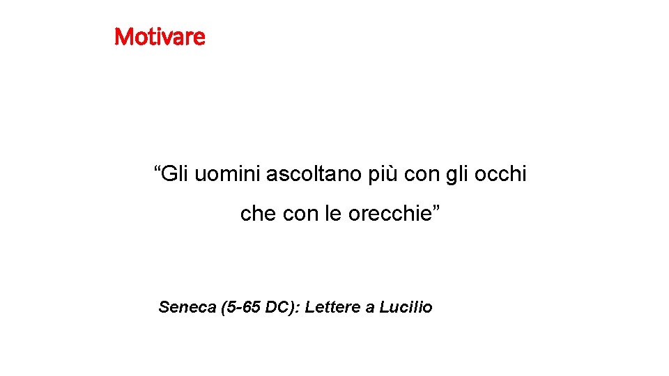 Motivare “Gli uomini ascoltano più con gli occhi che con le orecchie” Seneca (5