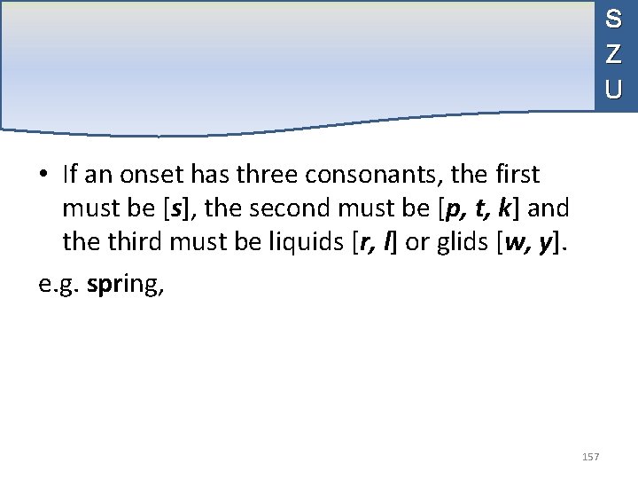 S Z U • If an onset has three consonants, the first must be