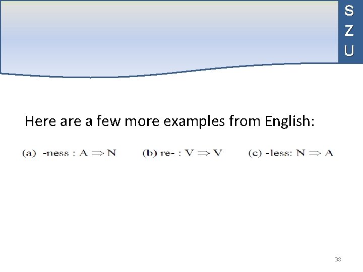 S Z U Here a few more examples from English: 38 