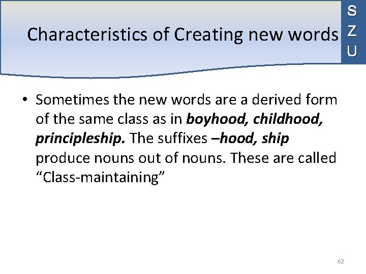 Characteristics of Creating new words • Sometimes the new words are a derived form
