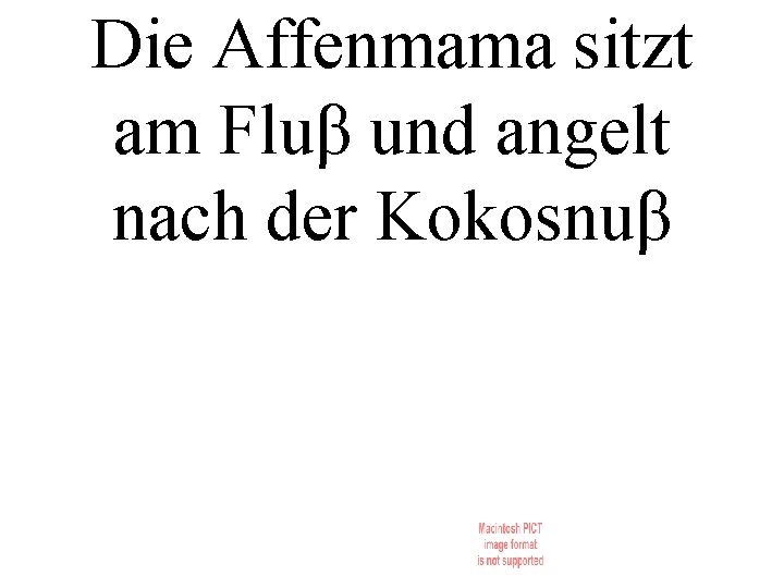 Die Affenmama sitzt am Fluβ und angelt nach der Kokosnuβ 