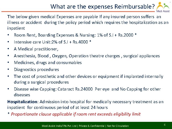 What are the expenses Reimbursable? The below given medical Expenses are payable If any