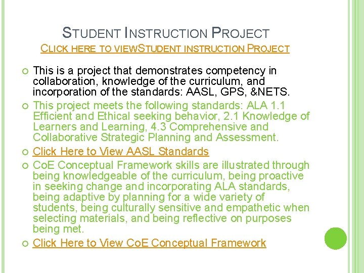 STUDENT INSTRUCTION PROJECT CLICK HERE TO VIEW STUDENT INSTRUCTION PROJECT This is a project
