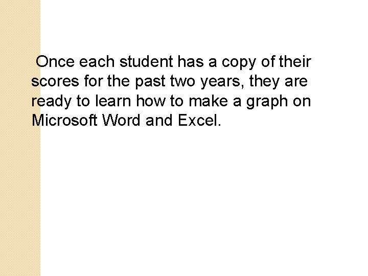 Once each student has a copy of their scores for the past two years, Once each student has a copy of their scores for the past two years,