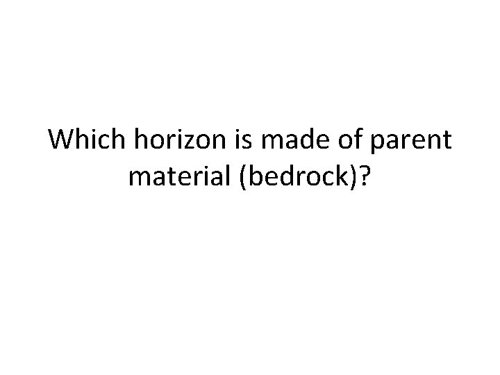 Which horizon is made of parent material (bedrock)? 