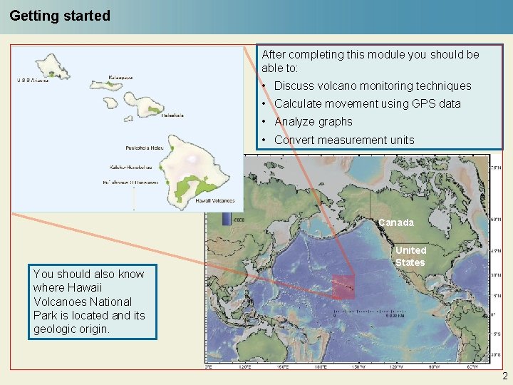 Getting started After completing this module you should be able to: • Discuss volcano