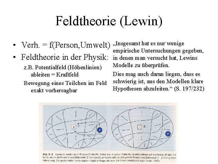 Feldtheorie (Lewin) • Verh. = f(Person, Umwelt) • Feldtheorie in der Physik: z. B.