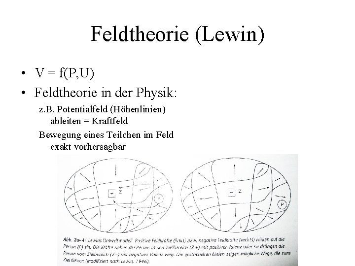 Feldtheorie (Lewin) • V = f(P, U) • Feldtheorie in der Physik: z. B.