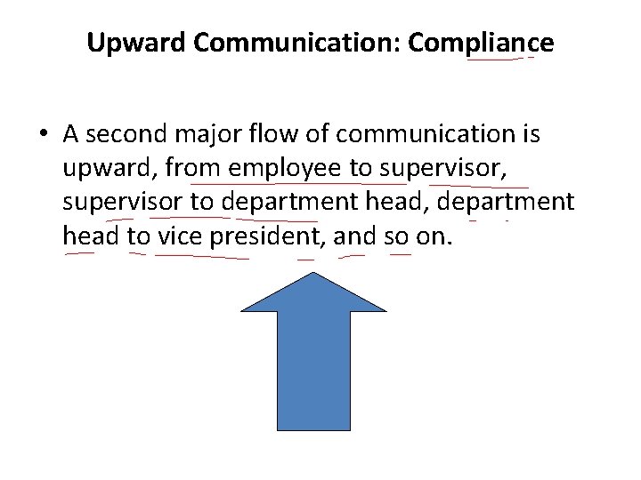 Upward Communication: Compliance • A second major flow of communication is upward, from employee