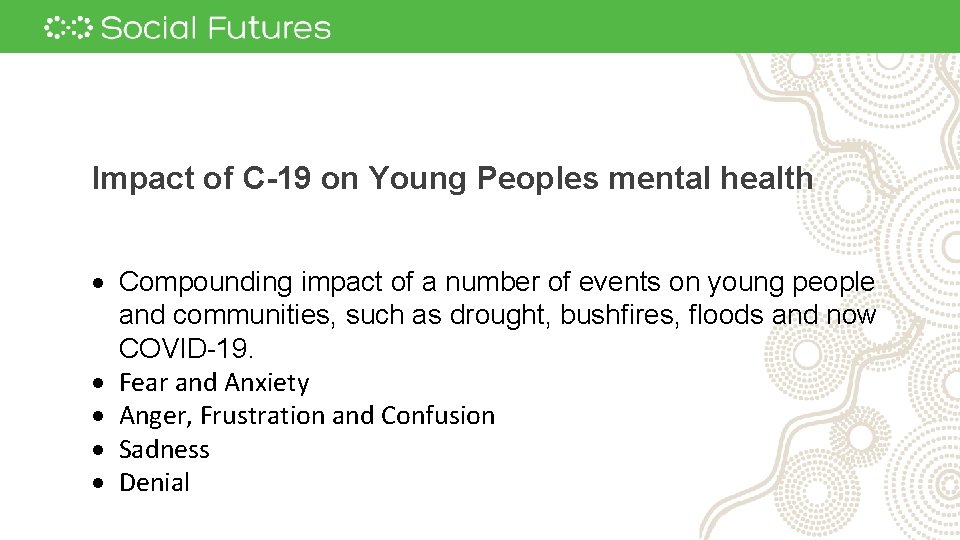 Impact of C-19 on Young Peoples mental health Compounding impact of a number of Impact of C-19 on Young Peoples mental health Compounding impact of a number of