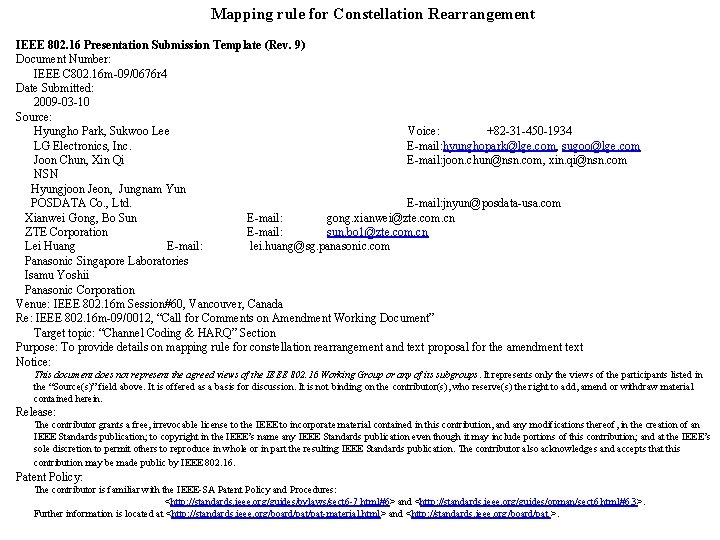 Mapping rule for Constellation Rearrangement IEEE 802 16