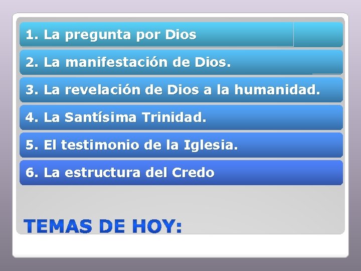 1. La pregunta por Dios 2. La manifestación de Dios. 3. La revelación de