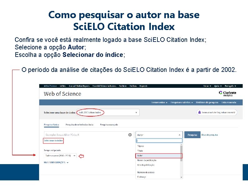 Como pesquisar o autor na base Sci. ELO Citation Index Confira se você está