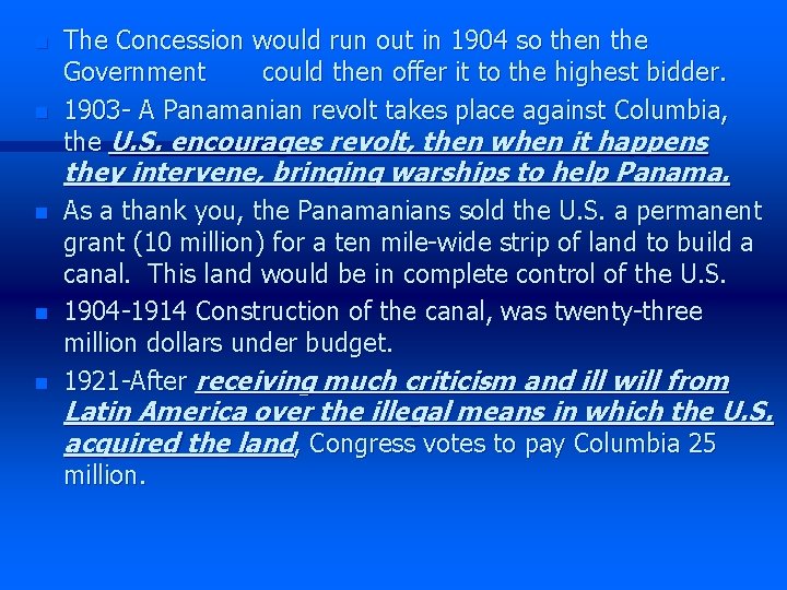 n n The Concession would run out in 1904 so then the Government could