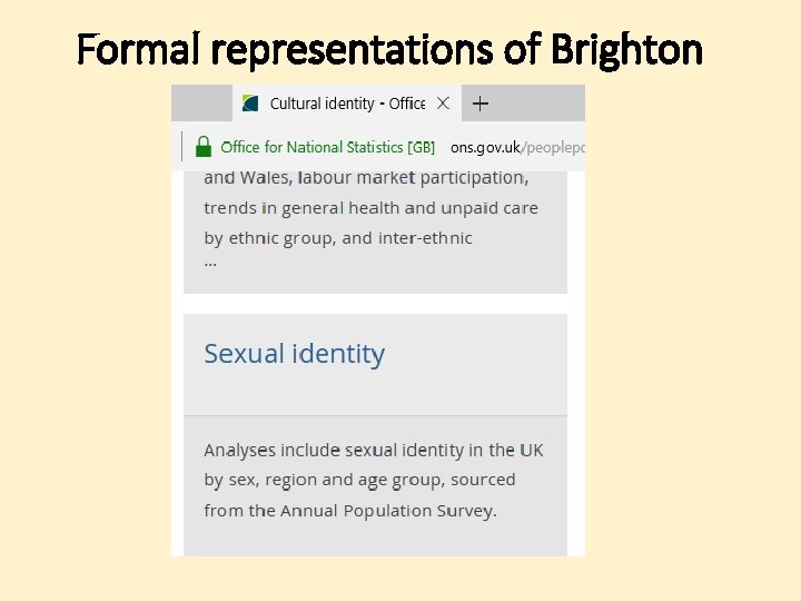 Formal representations of Brighton 