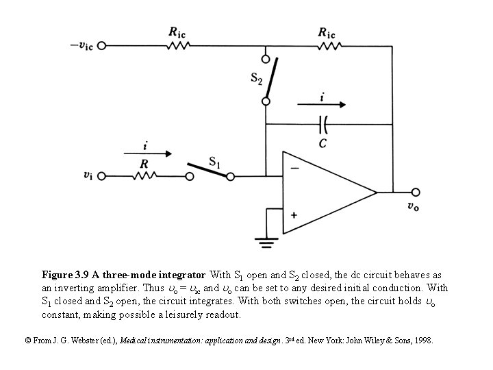 Figure 3. 9 A three-mode integrator With S 1 open and S 2 closed, Figure 3. 9 A three-mode integrator With S 1 open and S 2 closed,
