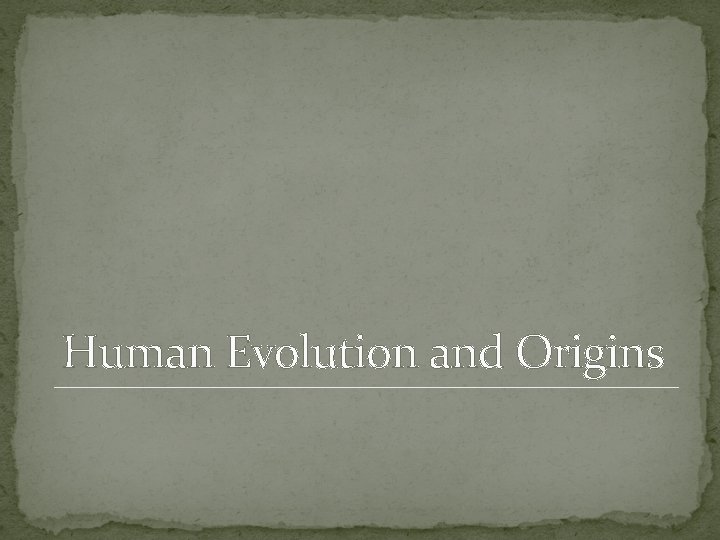 Human Evolution and Origins 