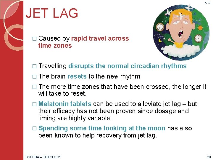 A. 3 JET LAG � Caused by rapid travel across time zones � Travelling