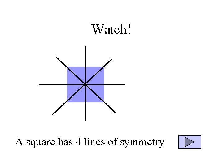 Watch! A square has 4 lines of symmetry 