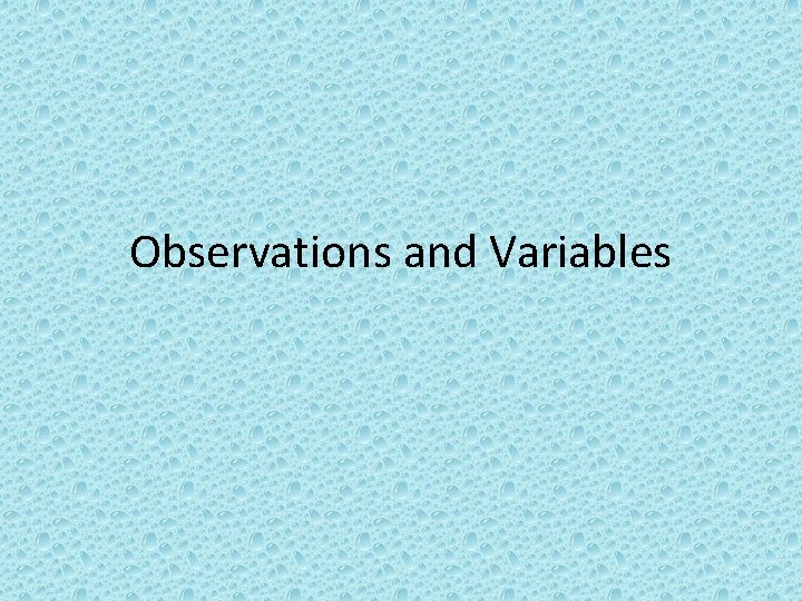 Observations and Variables 