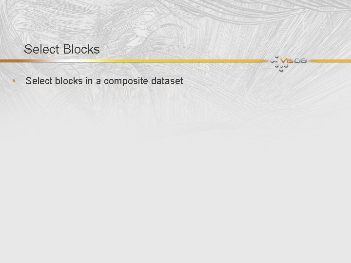 Select Blocks • Select blocks in a composite dataset 