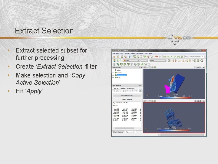 Extract Selection • Extract selected subset for further processing • Create ‘Extract Selection’ filter