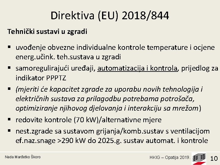 Direktiva (EU) 2018/844 Tehnički sustavi u zgradi § uvođenje obvezne individualne kontrole temperature i