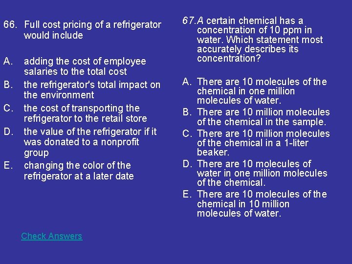 66. Full cost pricing of a refrigerator would include A. B. C. D. E.