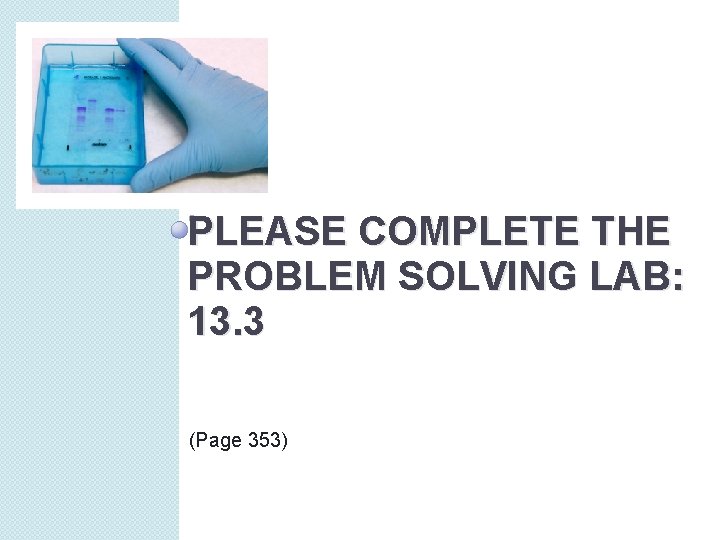 PLEASE COMPLETE THE PROBLEM SOLVING LAB: 13. 3 (Page 353) 