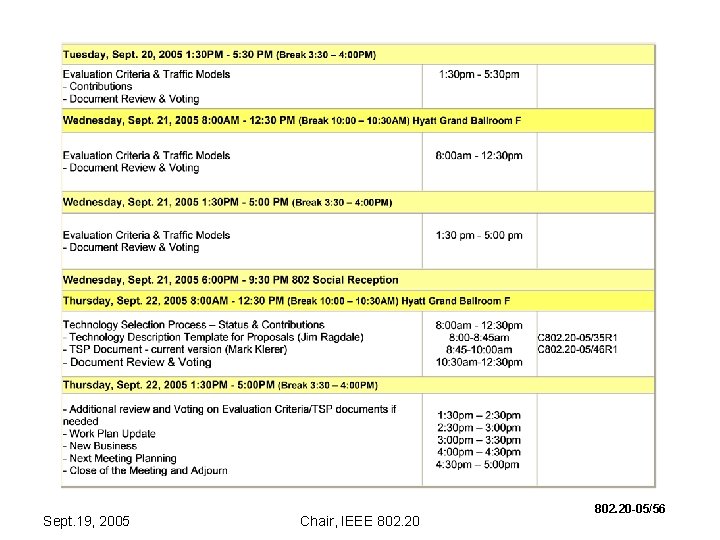 Sept. 19, 2005 Chair, IEEE 802. 20 -05/56 