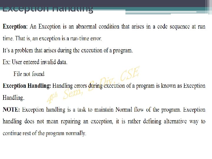 Exception Handling 