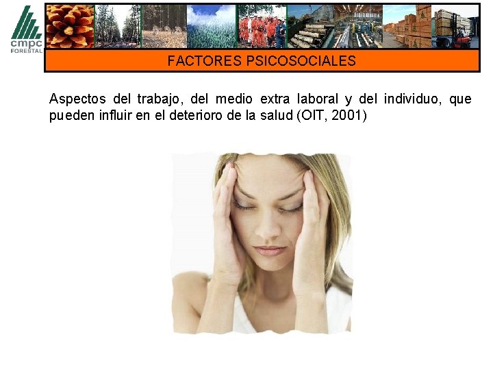 FACTORES PSICOSOCIALES Aspectos del trabajo, del medio extra laboral y del individuo, que pueden