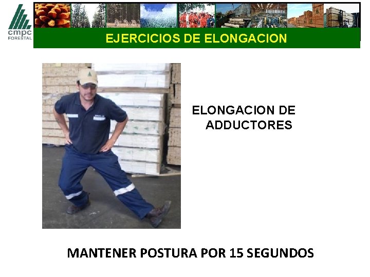 EJERCICIOS DE ELONGACION DE ADDUCTORES MANTENER POSTURA POR 15 SEGUNDOS 