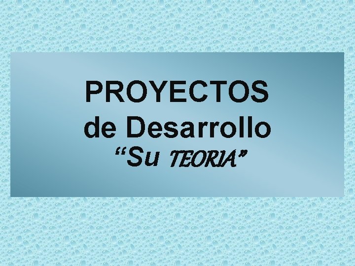 PROYECTOS de Desarrollo “Su TEORIA” 