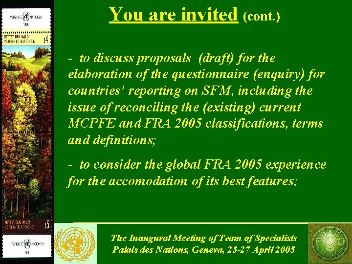 You are invited (cont. ) - to discuss proposals (draft) for the elaboration of