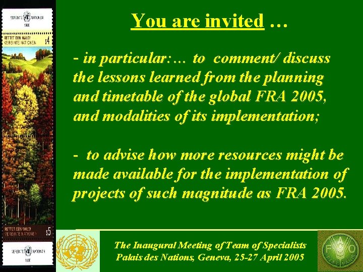 You are invited … - in particular: … to comment/ discuss the lessons learned