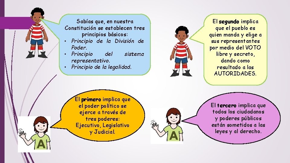 Sabías que, en nuestra Constitución se establecen tres principios básicos: • Principio de la