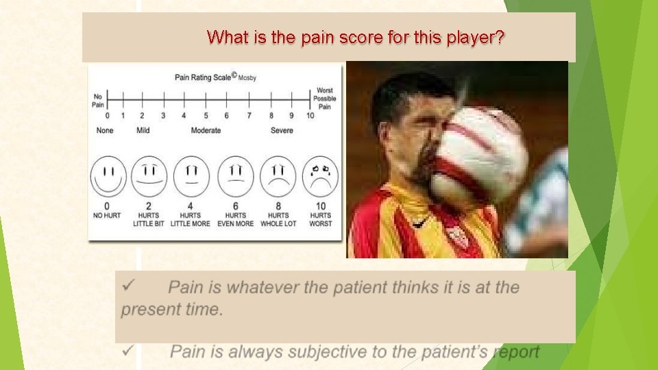 What is the pain score for this player? 