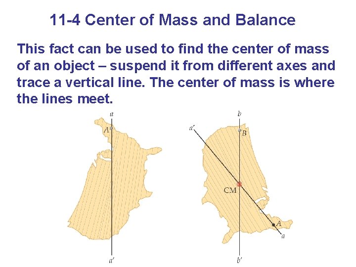 11 -4 Center of Mass and Balance This fact can be used to find