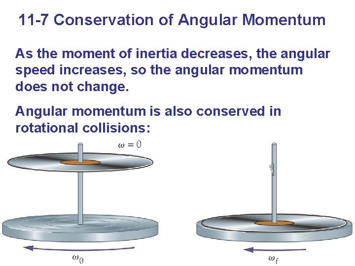 11 -7 Conservation of Angular Momentum As the moment of inertia decreases, the angular