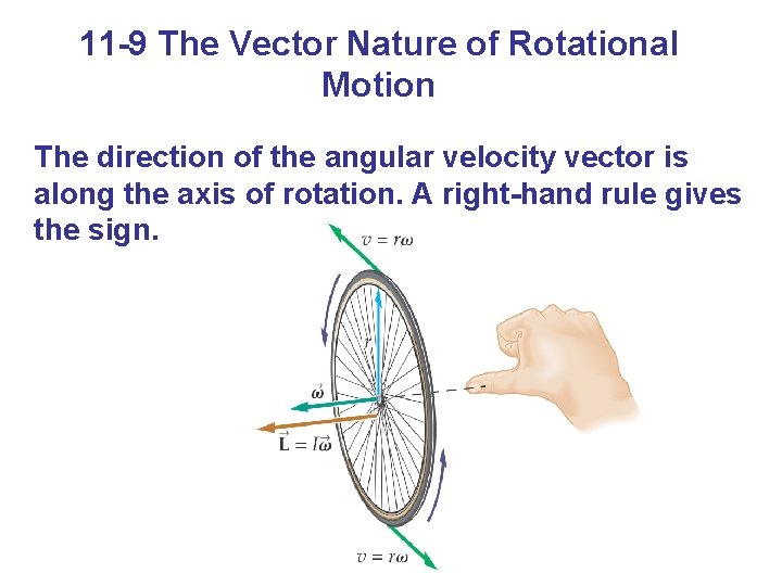 11 -9 The Vector Nature of Rotational Motion The direction of the angular velocity