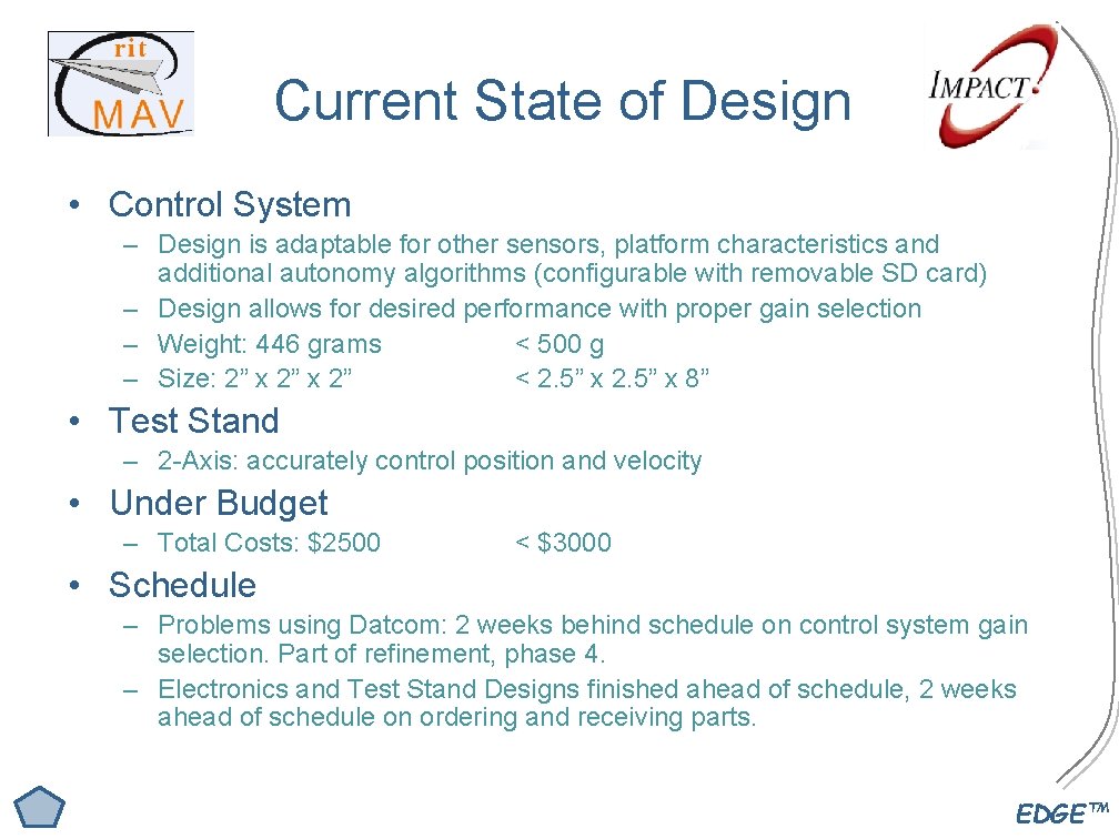 Mav Control System MAV Control System P 09122 Management Review MSD