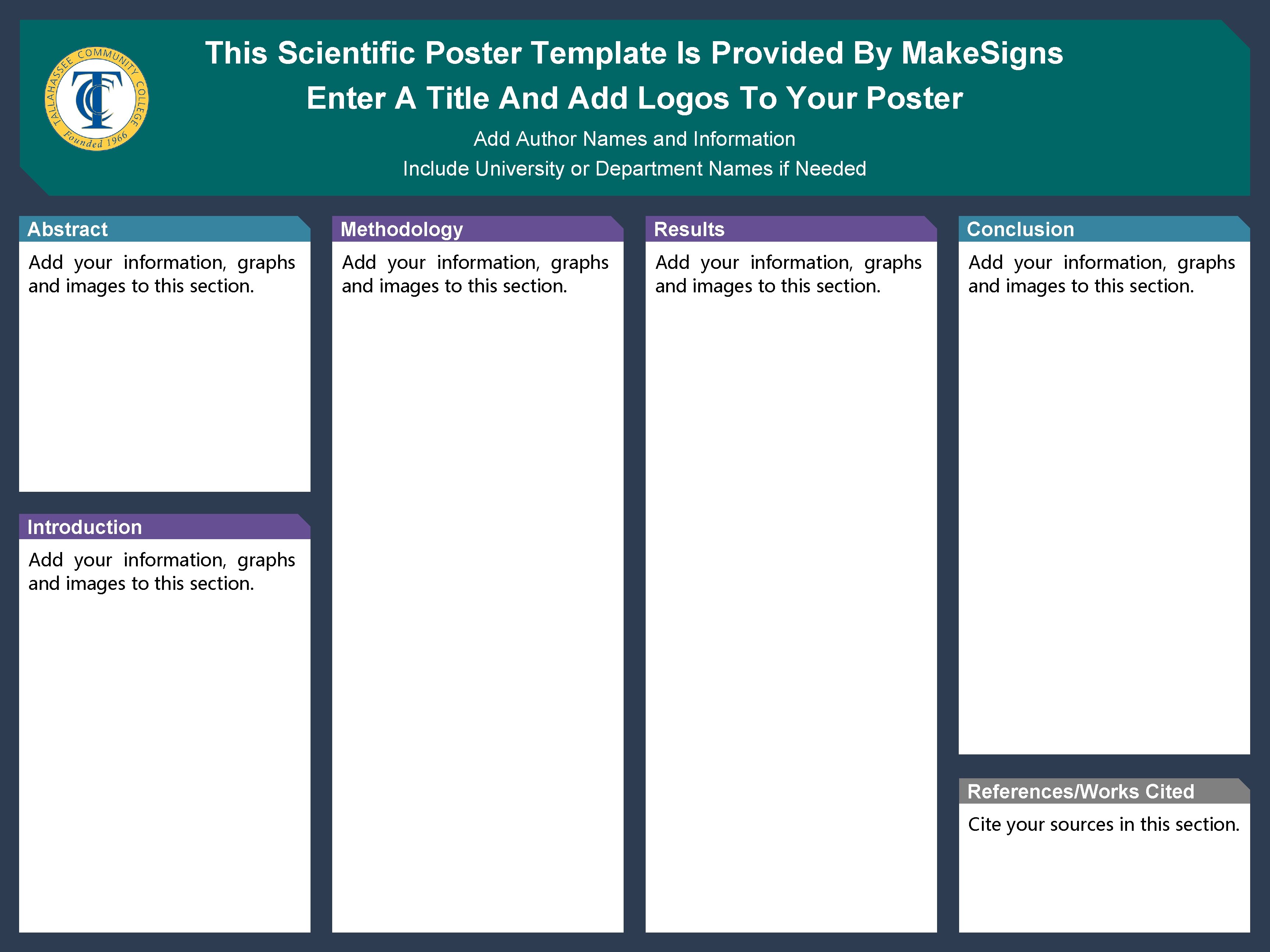 This Scientific Poster Template Is Provided By Make. Signs Enter A Title And Add