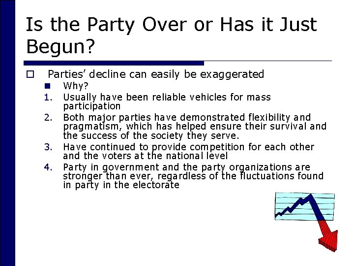 Is the Party Over or Has it Just Begun? o Parties’ decline can easily