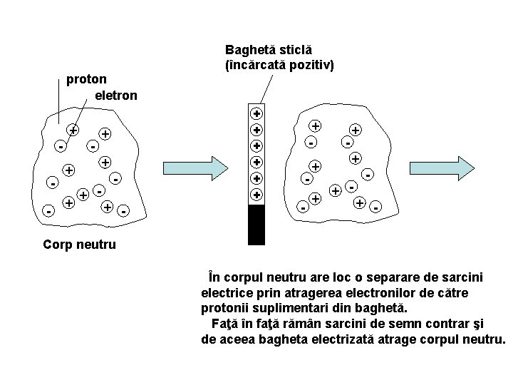 proton eletron + - - + + + - Baghetă sticlă (încărcată pozitiv) +