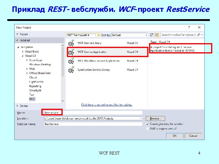 Приклад REST- вебслужби. WCF-проект Rest. Service WCF REST 4 